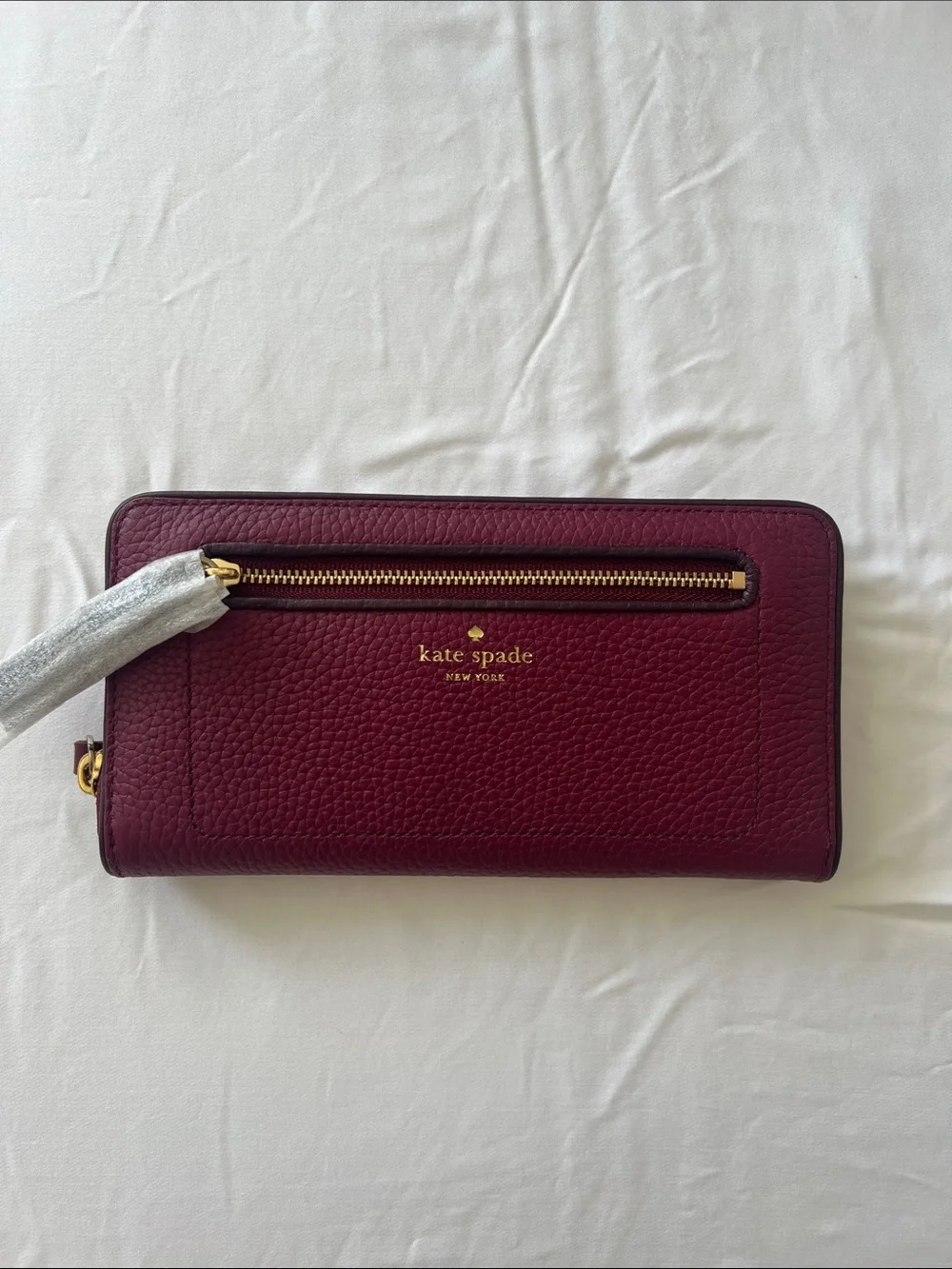 kate spade Neda Chester Street Zip Around Wallet in Deep Wine with Gold Hardware
